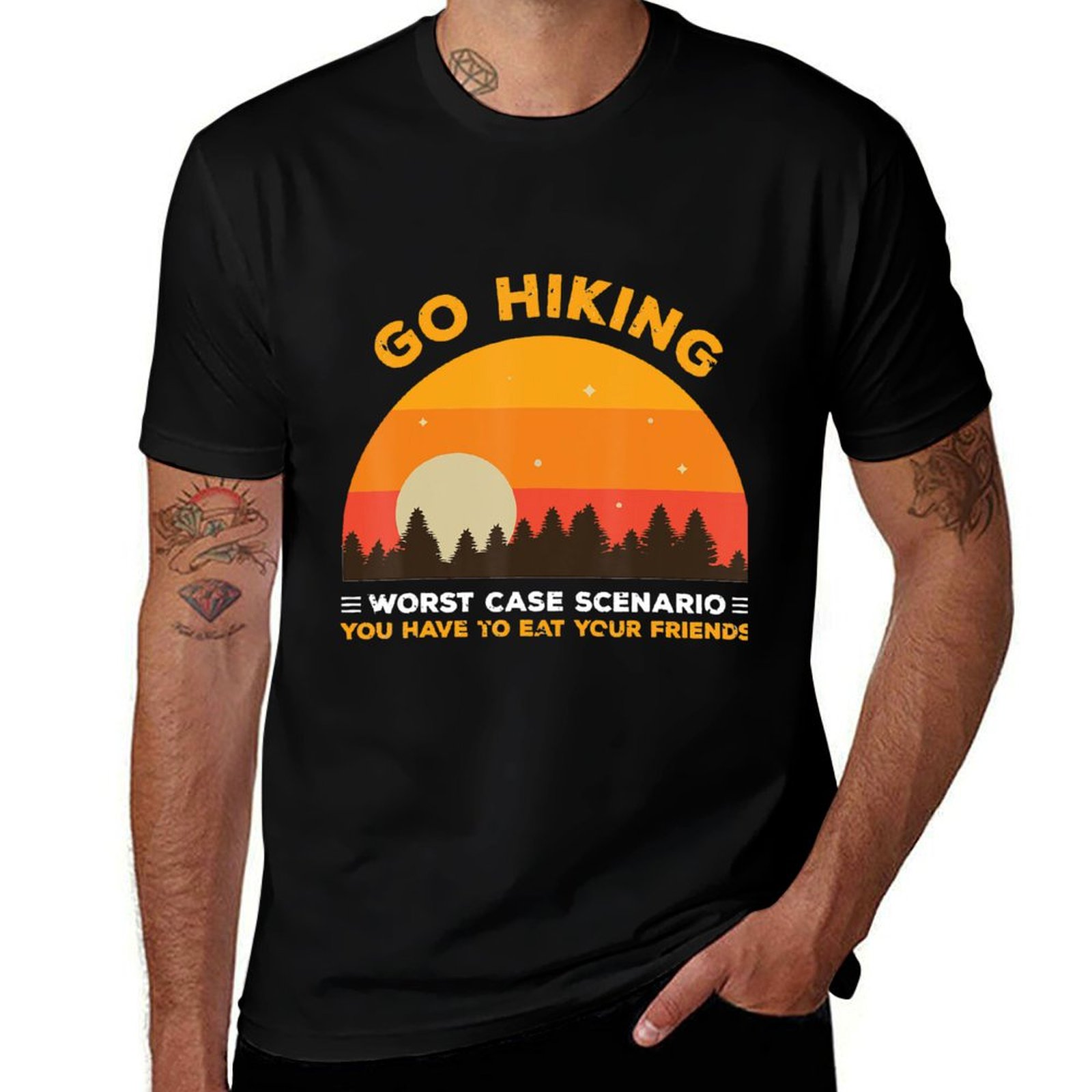Outdoor Adventure Friends - T-shirt da campeggio, escursionismo, divertente, con