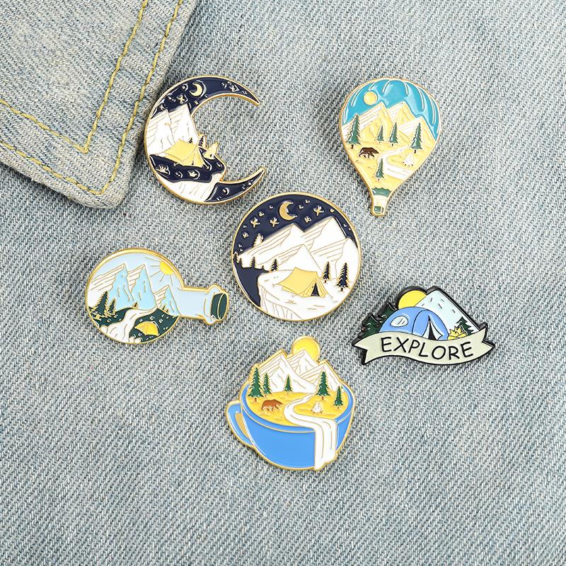 Outdoor Adventure Friends - Campeggio avventura spille smaltate personalizzate all'aperto